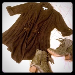Cozy Chocolate Brown 1/2 Sleeve Cardigan